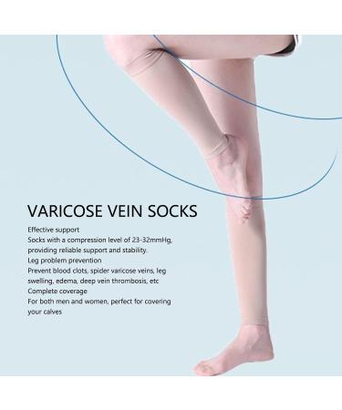 Knee Long Compression Stockings 23-32 mmHg for Varicose Veins & Edema - Supportive Nursing Stockings for Men & Women (4XL) - Buy Online on GoSupps.com