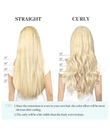 Clip In Extensions Real Hair - Light Blonde Highlights Gold Blonde 40cm 16 Inch - 110g Seamless 7 Pieces PU Human Hair Extensions - Buy Online on GoSupps.com
