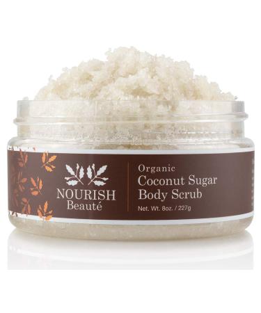 Nourish Beaute Organic Sugar Body Scrub for Exfoliation and Cellulite Hydrates and Moisturizes Skin While Improving Skin Tone and Texture 8 oz Coconut Coconut 8 Ounce (Pack of 1)