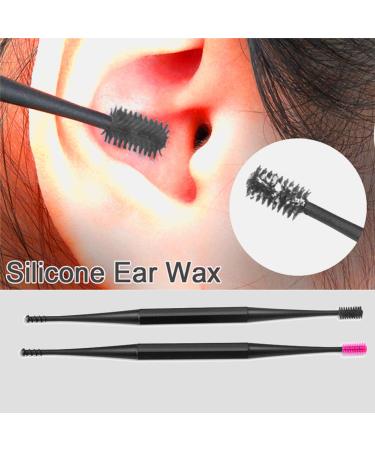 IKAAR Ear Wax Remover Kit - 2Pcs Soft Silicone Double Head Ear Pick Cleaner Tool | Spiral Design | Black + Pink - Buy Online on GoSupps.com