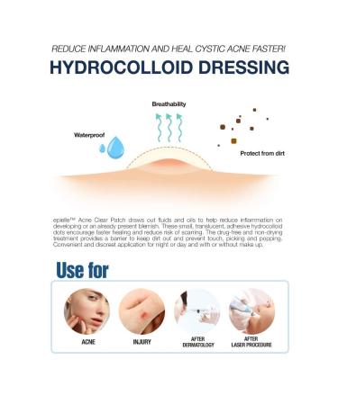 Epielle Acne Clear Patch - Hydrocolloid Pimple Patch for Face & Skin, 4 Pack Acne Spot Treatment Stickers - Cruelty-Free, Two Patch Sizes 8mm & 10mm - Buy Online on GoSupps.com