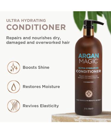 Argan Magic Ultra Hydrating Conditioner - Repairs Dry Damaged Hair - Improves Hair Health - Color Safe - Made in USA - Paraben & Cruelty Free 32oz - Buy Online on GoSupps.com