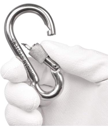 SHONAN 3.1 Inch Large Locking Carabiner 4 Pack - Heavy Duty Stainless Steel - 400 lbs Capacity - for Home Gym, Outdoor Camping - Screw Locking Type - Buy Online on GoSupps.com