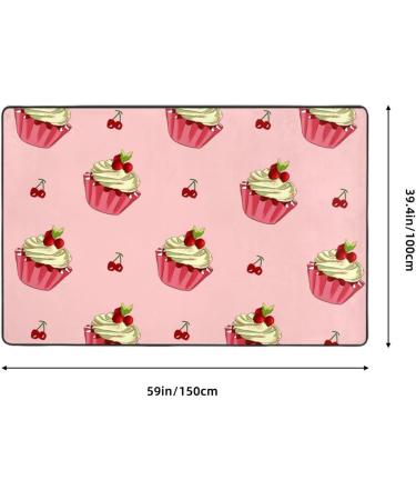 Flannel Carpet Cherry Cake Pattern 60 x 39 in Non-Slip Durable Suitable for Living Room and Office Bedroom - Buy Online on GoSupps.com