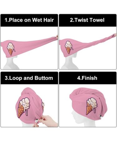 Melting Ice Cream Balls Microfiber Hair Towel Wrap | Super Absorbent Hair Turban for Women (10 x 26 ) - Ideal for Quick Drying & Comfort - Buy Online on GoSupps.com