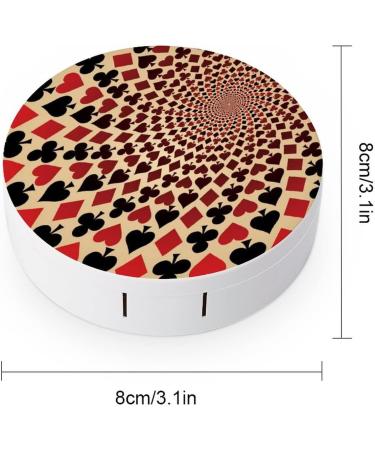 Playing Poker Art Round Case For Contact Lens Kit Storage Box with Mirror Printed - Buy Online on GoSupps.com