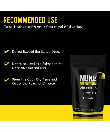 Nuke Nutrition Vitamin B Complex - 180 Tablets | Complete High Strength B Vitamins Supplement - 180 Count - Buy Online on GoSupps.com