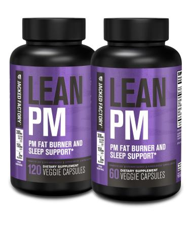 Jacked Factory Lean PM Night Time Fat Burner Sleep Aid Supplement & Appetite Suppressant for Men and Women - 180 Stimulant-Free Veggie Weight Loss Diet Pills