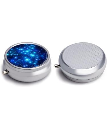 Portable 3 Compartment Pill Box with Blue Shining Stars | Travel-Friendly Medicine Organizer for Handbag & Pocket - Buy Online on GoSupps.com