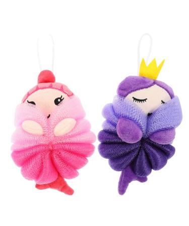 2pcs Bath Ball Bath Sponges for Shower Body Cute Shower Sponge Bath Loofah Ball Princess Bath Loofahs Bath Shower Sponges Cartoon Bath Sponge Cute Bath Sponges Luffa Loufas Pe