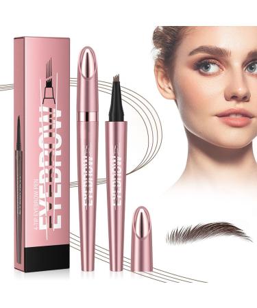 3D Magic Eyebrow Pencil Waterproof with 4 Fork Tips 2024 New Micro Eyebrow Pencil Eyebrow Pencil Effortlessly Creates Natural Looking Brows (02# Dark Brown)