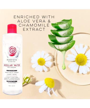 Micellar Cleansing Rose Water Marista 500 ml. Sensitive Skin Make-Up Remover For Face Eyes & Lips Soothing Pure Natural Rose Water Aloe Vera and Chamomile Extract - Buy Online on GoSupps.com