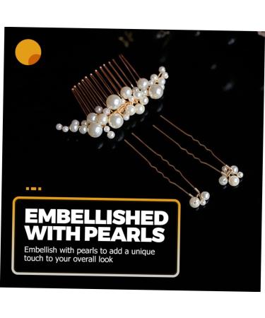 Mikinona 1 Set Bride Wedding Hairpin Pearl Hair Side Comb Pearl Hair Stick Bride Headdress Wedding Hair Comb Bride Hair Side Comb Bride Hair Accessory Bride Hair Comb Bride Hair Fork - Buy Online on GoSupps.com
