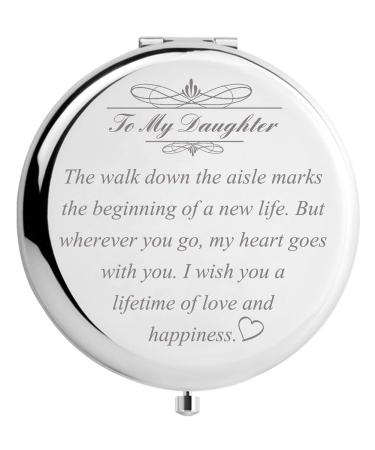 DIDADIC Daughter Wedding Gift from Mom Dad  Bride Gifts for Wedding Day  Engraved Makeup Mirror for Wedding Keepsake (Daughter Wedding Day Gift)