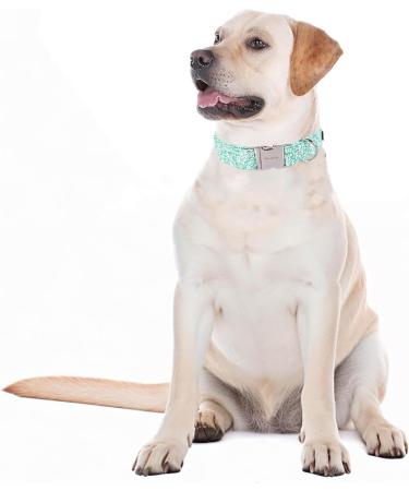 Unique Style Paws Summer Dog Collar - Green College & Linen with White Flower | Perfect for Small to XL Dogs - Ideal Gift! - Buy Online on GoSupps.com