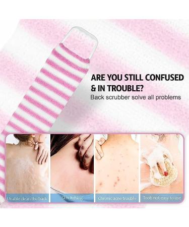 HOMESHOPA Back Scrubber for Shower Exfoliating Loofah Back Scrubbing Strap with Handles Body Bath Sponge Back Washer for Shower Backwash Belt for Men and Women Bathroom Accessories (Pink) - Buy Online on GoSupps.com
