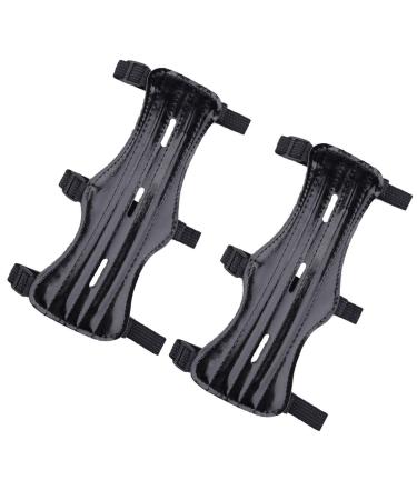 KRATARC Archery Arm Guard Adjustable 3-Strap Accessory Protective Lightweight Hunting Target Shooting Adult Unisex Black- 2PCS