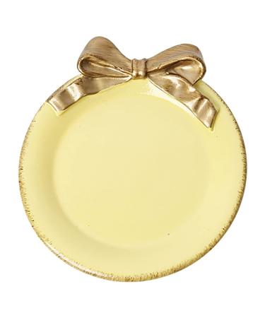 Breakfast Tray Dessert Plate Round Bow Jewelry Plate Decoration Ornaments Craft Plate. Kitchenware (Color : Yellow Size : As Show) As show Yellow