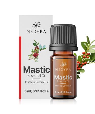 Nedyra Mastic Oil 0.17 fl oz 100% Pure and Natural Pistacia Lentiscus Essential Oil, Premium Oil for Aromatherapy & Mastic Skincare