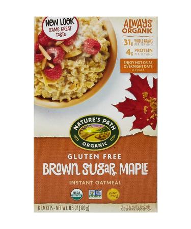 Nature's Path Organic Gluten Free Brown Sugar Maple Instant Oatmeal, 8 Packets, Non-GMO, 31g Whole Grains, 4g Plant Based Protein , 11.3 Ounce