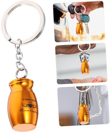 Warmhm Urn Commemorate Keychain Key Chain Decor Pet Ash Container Pet Ash Key Chain Ceramic Cookie Jar Mini Ash Container Ash Keepsake Bag Hanging Ornament Key Ring Ceramics Metal Jewelry Golden 7X2.5X1.5CM - Buy Online on GoSupps.com
