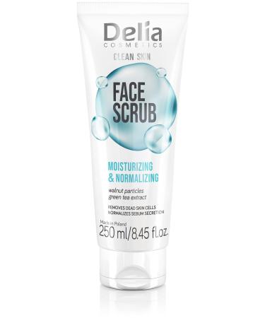 Delia Cosmetics Clean Skin Moisturizing and Normalizing Facial Scrub Suitable for All Skin Types Acne-Prone Skin Care Comprehensive Makeup Removal Vegan Formula - 250ml