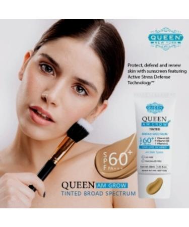 QUEEN AM GLOW Tinted Sunscreen SPF 60 PA+++ Primer Anti-Aging Moisturizer by Queen Natural New York - Buy Online on GoSupps.com