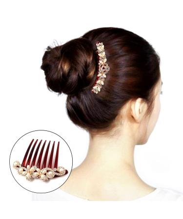Honbay 2PCS Pearl Crystal Rhinestone Hair Side Combs - Floral Twist Hairpin Accessories for Women - Buy Online on GoSupps.com