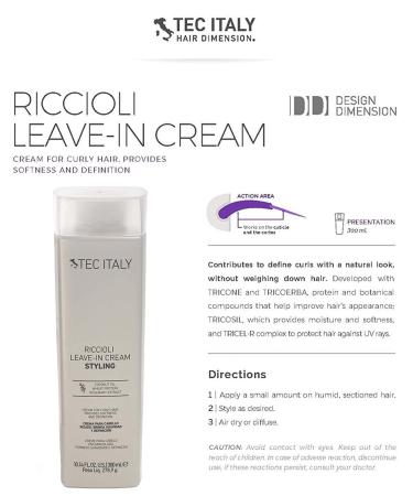 Tec Italy Riccioli Leave In Cream - Curl Definition Enhancer & Moisturizer (10.1 oz) - Rosemary Scent - Perfect for All Curl Types - International Shipping Available - Buy Online on GoSupps.com