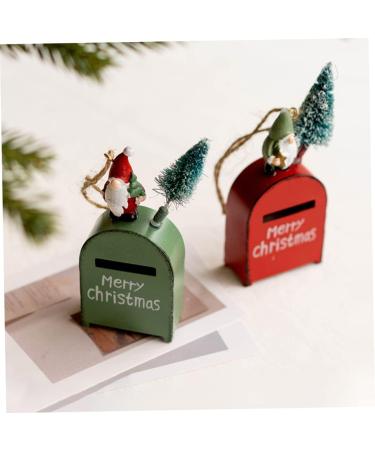 Abaodam Box Christmas Mailbox Rustic Decor Metal Trim Christmas Pendants Party Props The Tree Wooden Pendant - Buy Online on GoSupps.com