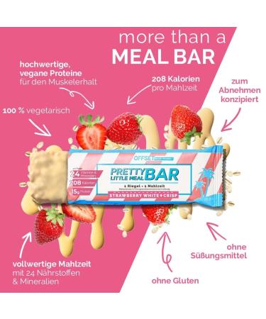 Pretty Little Meal Bar Strawberry White & Crisp - Delicious Protein Bar | 208 Calories | 6 Pack from Offset Nutrition - Buy Online on GoSupps.com