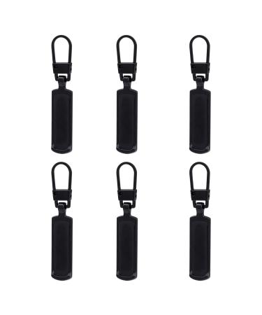 Toymis 6 pieces spare parts zip zipper universal zipper repair zipper pull removable metal zipper for jackets clothing pants jeans luggage wallet handbag (black)