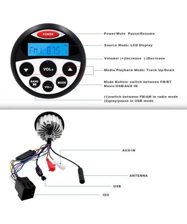 GUZARE Marine Stereo Audio Package with Bluetooth Receiver & 4 Inch White Marine Speakers - Buy Online on GoSupps.com