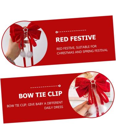 MAGICLULU 1pc Hair Accessories Girl Hair Clips Satin Hairpin Barrettes for Hair Christmas Bow Hairpin Satin Hair Clips Bowknot Hair Clips Tiara Bow Tie Ribbon Red Flocking Child - Buy Online on GoSupps.com