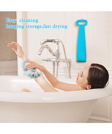 Silicone Bath Body Brush Back Scrubber - Exfoliating Double Side Bath Belt for Men Women - Blue - Buy Online on GoSupps.com