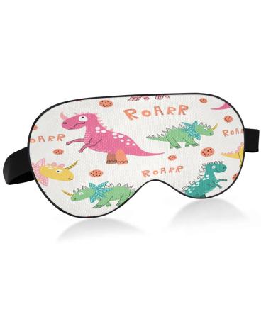 WELLDAY Sleep Mask Funny Dinosaurs Roar Night Eye Shade Cover Soft Comfort Blindfold Blockout Light Adjustable Strap for Men Women