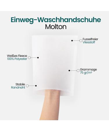 Premium Disposable Wash Gloves - 100 Molton Hygiene Gloves for Body & Intimate Care | Soft Gentle on Skin One-Way Use | 100 Pieces - Buy Online on GoSupps.com