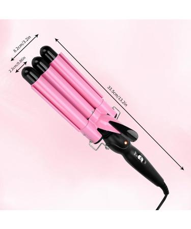 3 Barrel Hair Waver - Adjustable Temperature Crimper for Beachy Waves | Fast Heat Up | Compatible with All Hairstyles (Pink 22mm - Buy Online on GoSupps.com