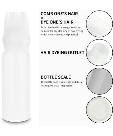 WLLHYF Root Comb Applicator Bottle 6 Ounce Hair Oil Applicator 1 Pack Applicator Bottle Brush with Graduated Scale Hair Root Comb Color Applicator for Hair Dye (White) - Buy Online on GoSupps.com