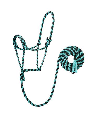 Weaver Leather Braided Rope Halter with 10' Lead, Mint/Black, Average Horse