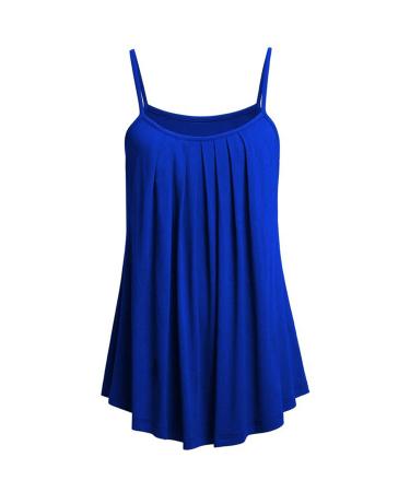 Womens Tank Tops Summer Tee Shirts Sleeveless Square Neck Casual Outfits 2024 Loose Fit Ruffle Vest Tunic Blouses 1911-eumxw-3-blue XXL