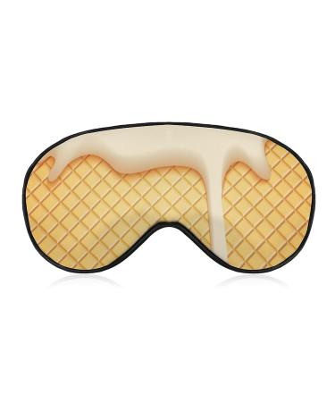 Soft Blackout Eye Mask for Sleeping with Adjustable Straps Yellow Ice Cream Waffle Sleep Mask for Women Summer Delicious No Pressure Eye Mask for Travel