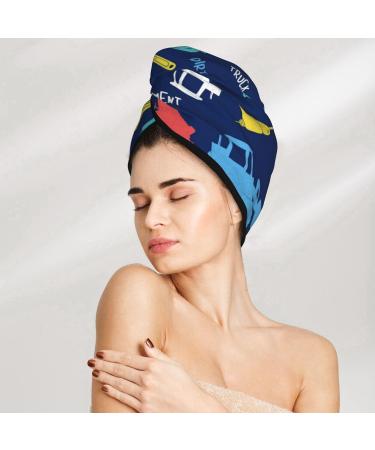 Colorful Excavator Microfiber Hair Towel | Super Absorbent Quick Dry Hair Wrap for Women - Perfect for Long Curly & Thick Hair - Buy Online on GoSupps.com