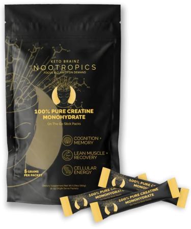 Keto Brainz Nootropics 5g Creatine Travel Packs 30 Single-Serve Stick Packs Pure Creatine Monohydrate Portable Pre-Measured Powder - Buy Online on GoSupps.com