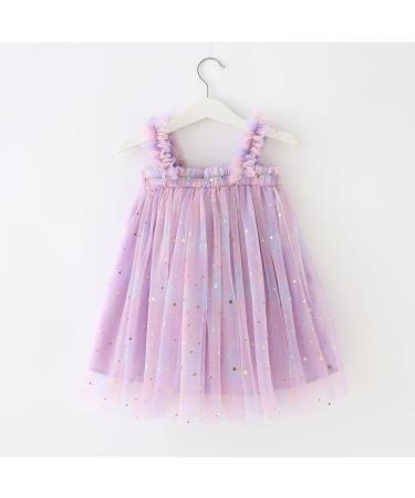 PythJooh Baby Girl Tulle Dress with Butterfly Wings | Toddler Sleeveless Tutu Princess Dress for 0-4 Years | 18-24 Months | Starry Purple - Buy Online on GoSupps.com