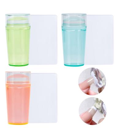 Niceneeded 6Pcs Bunte Nail Art Stamper with Schaber 3PCs Nail Stampers & 3PCs Schaber Head for French Smile Line Tools Nail Art Stamping Stamping