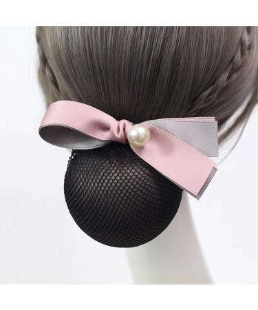 Women Bun Net Female Nurse Hair Net Stewardess Waitress Plate Hair Net(Pink Style 2)