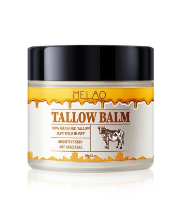 Ueseinl Beef Tallow and Honey Moisturizer Balm for Skin: Grass-Fed Tallow Honey Skin Moisturizer for Face Body Tallow Balm for Skin Hydration