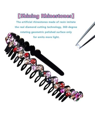 6-Pack Rhinestone Teeth Combs & Flower Crystal Hair Bands for Women - Non-Slip Hard Plastic Head Straps in 6 Shiny Colors | Luolipeya - Buy Online on GoSupps.com