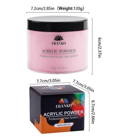 EBANKU Pink Acrylic Powder 120g - Large Capacity Professional Nail Extension Powder for Long-Lasting Nail Carving - No Lamp Needed - Buy Online on GoSupps.com